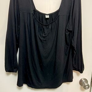 Square top black blouse